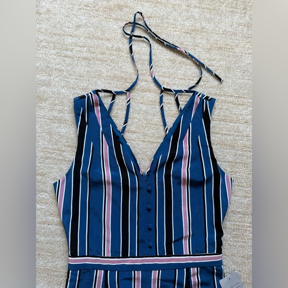 1901 Jumpsuit Romper Size XS Blue Pink Striped Casual Church Workwear Party Fall - Picture 3 of 13